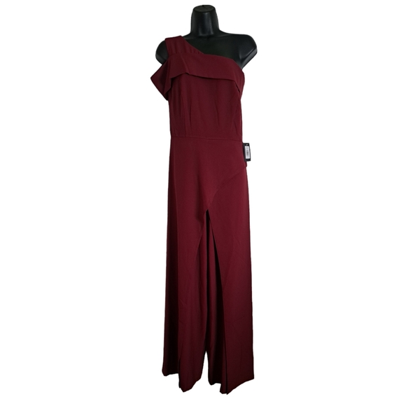 Marina Asymmetric One-Shoulder Jumpsuit Merlot 6 - Picture 3 of 11
